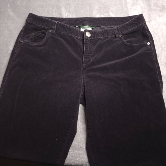 Woolrich Womens Corduroy Wide Leg Jeans 12 Mid Rise Black Stretch Altered - Picture 5 of 7